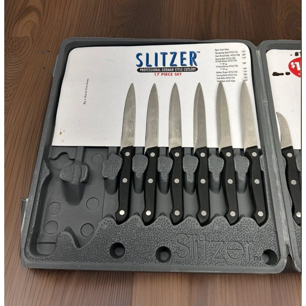VINTAGE SLITZER 17 Piece Professional German Cutlery Knife Set - Missing 4 Items